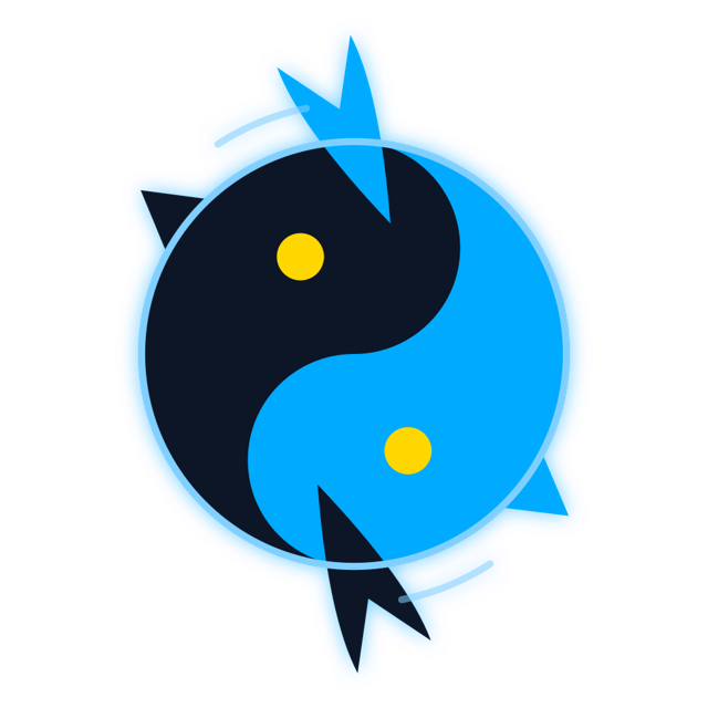 Pisces Aquatic logo: two fish circling in a yin-yang
